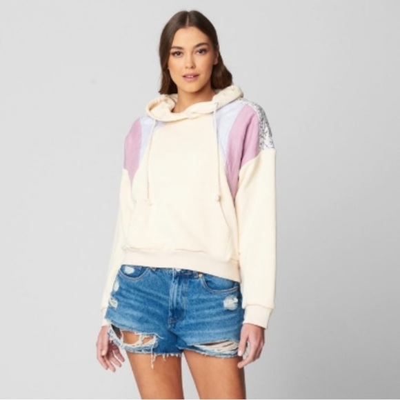 NEW Blank NYC Good Looking Patchwork Hoodie - Picture 1 of 7